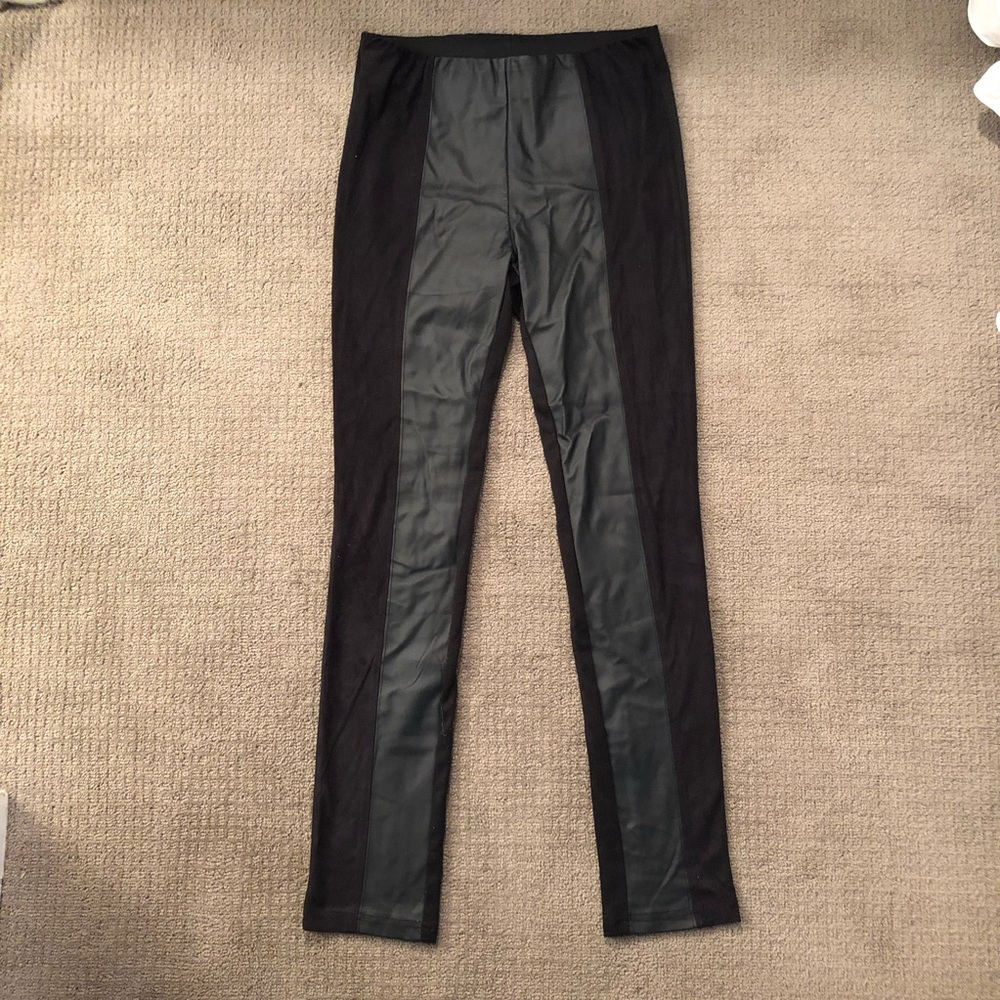 Half leather half suede leggings